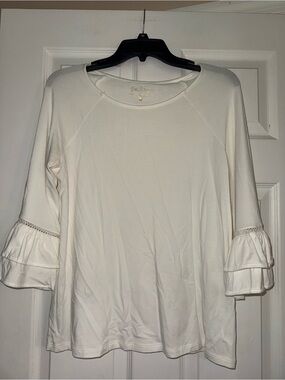 Lilly Pulitzer Women’s White Ruffle Sleeve Top
